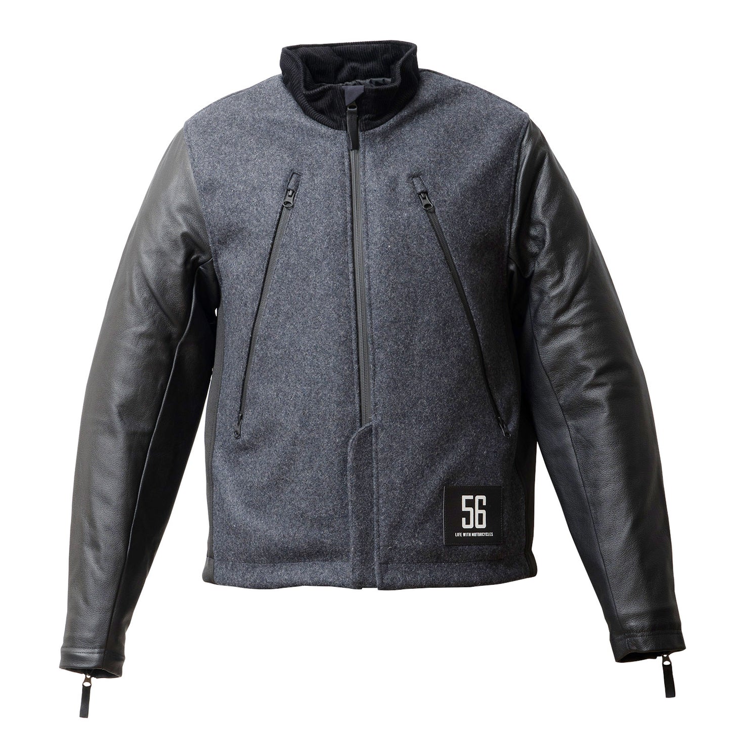 LEATHER SLEEVES MELTON JACKET