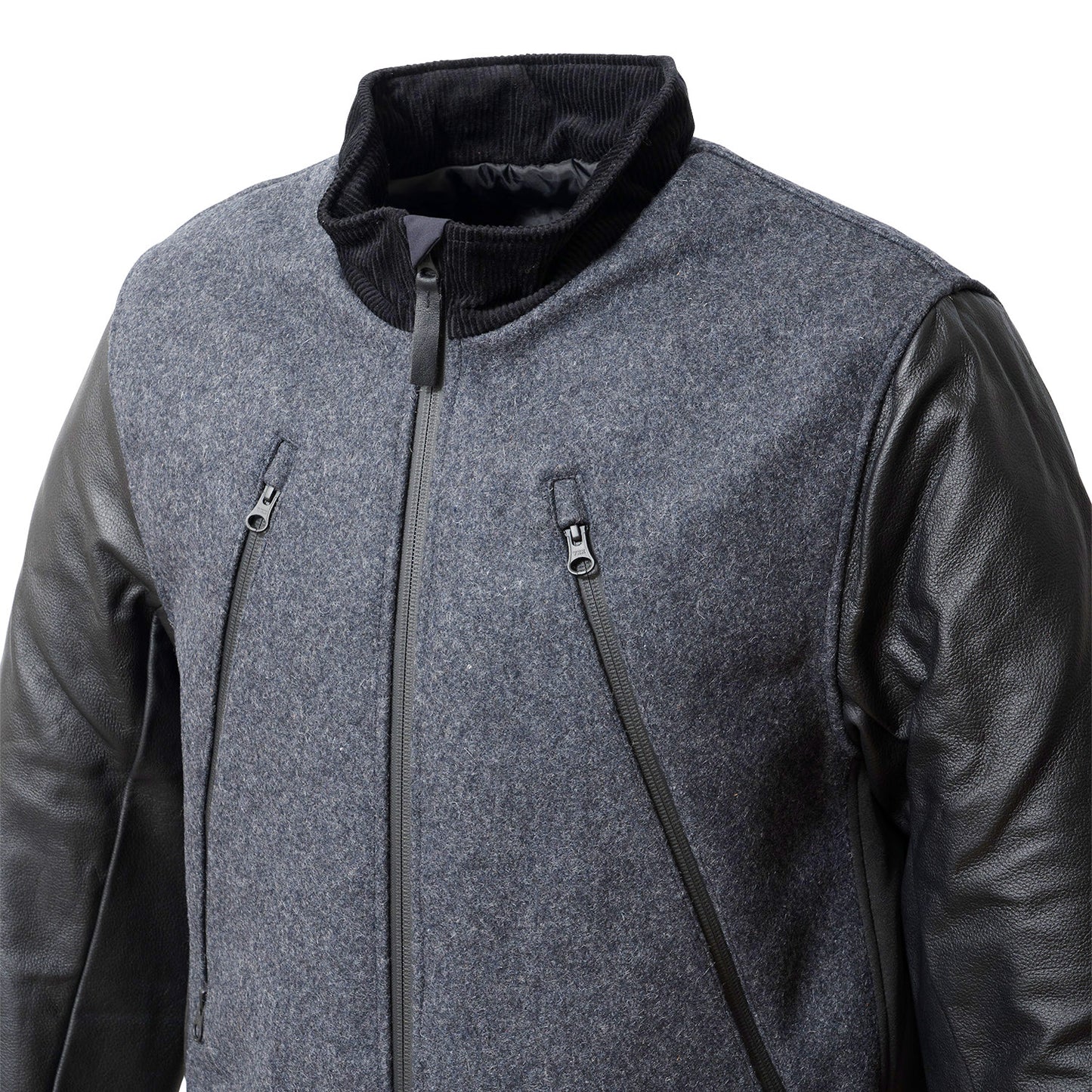 LEATHER SLEEVES MELTON JACKET