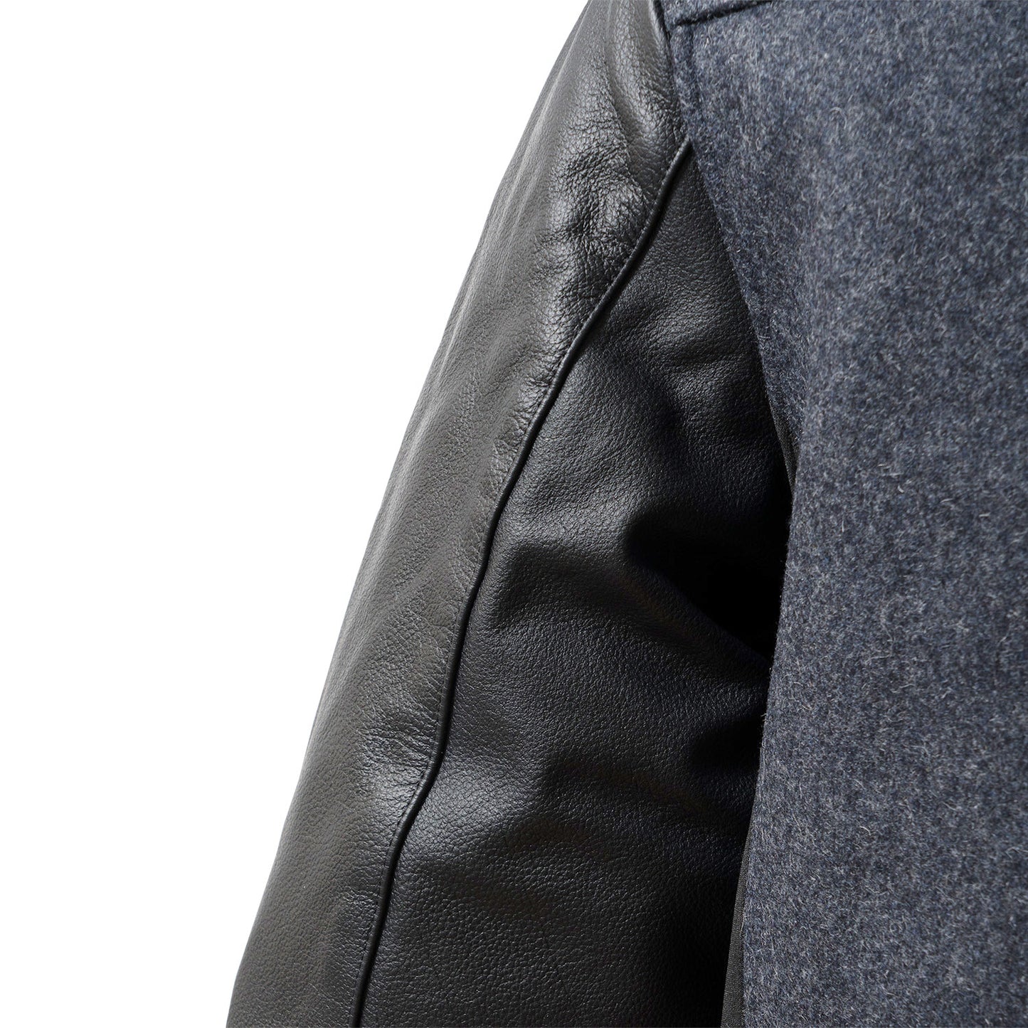 LEATHER SLEEVES MELTON JACKET