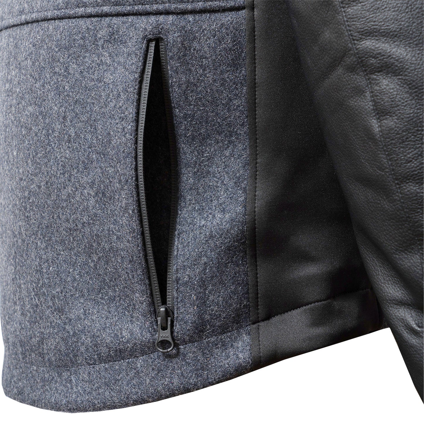 LEATHER SLEEVES MELTON JACKET