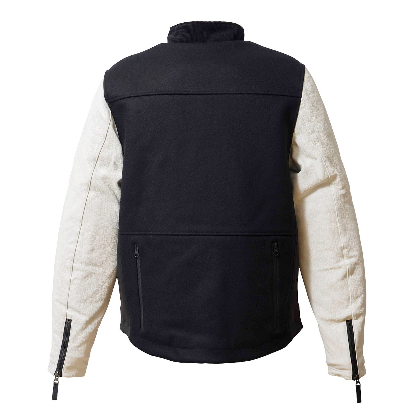 LEATHER SLEEVES MELTON JACKET