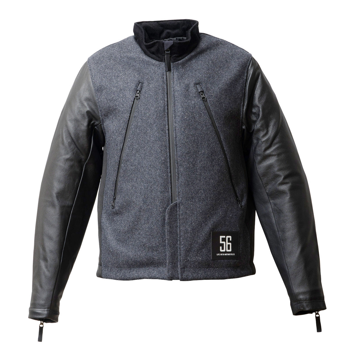 LEATHER SLEEVES MELTON JACKET – 56design WebStore