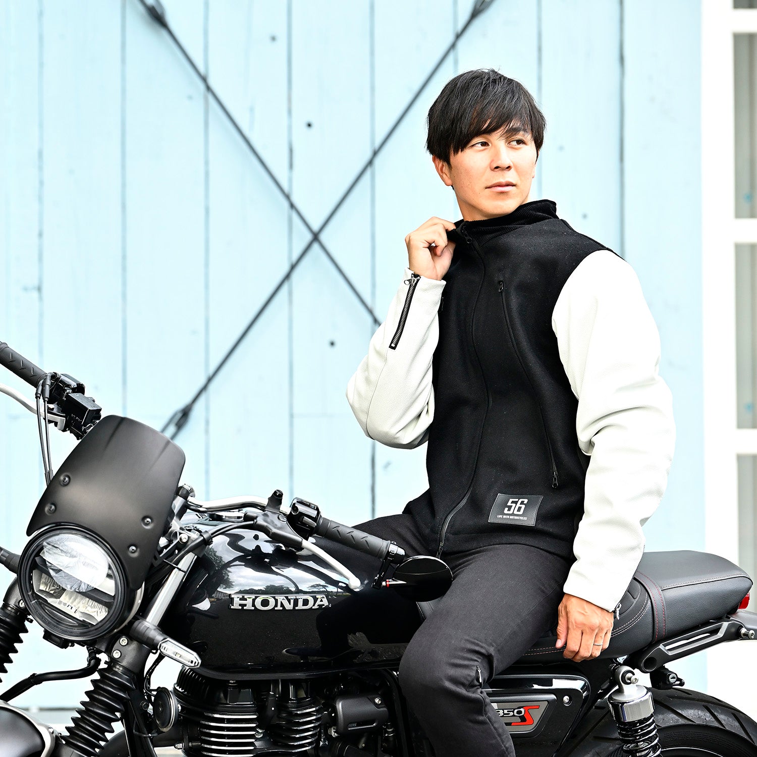 LEATHER SLEEVES MELTON JACKET – 56design WebStore