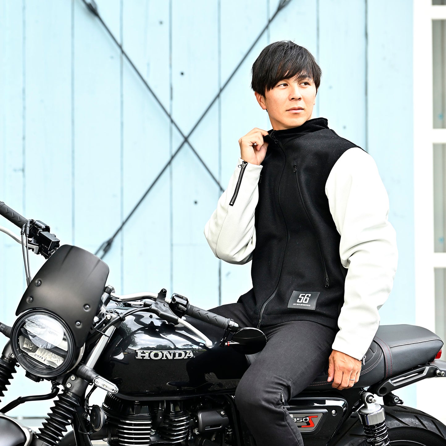 LEATHER SLEEVES MELTON JACKET